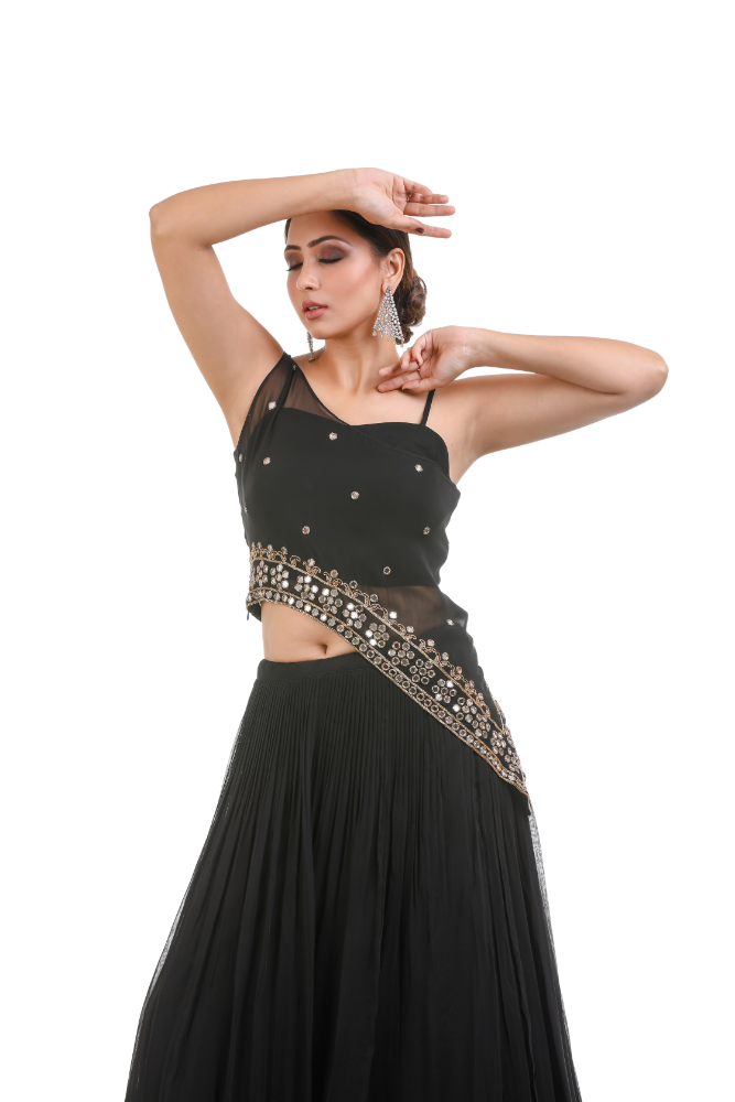 Black LehengaCholi With Cape