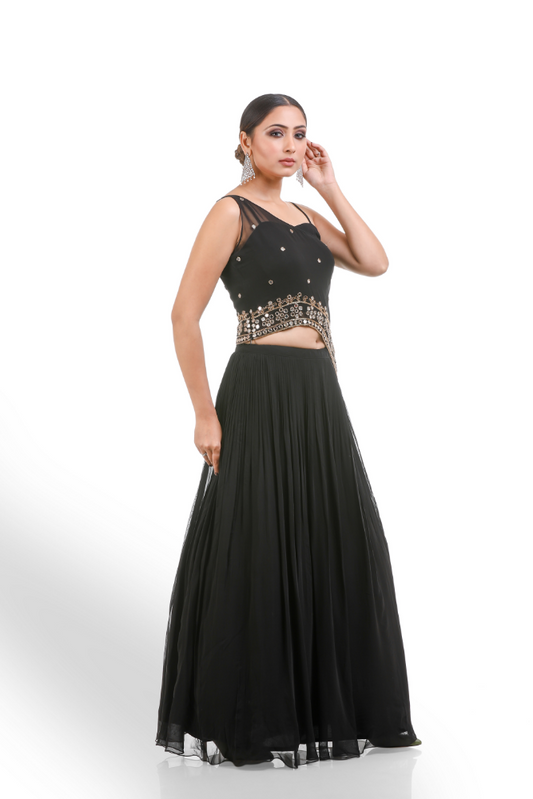 Black LehengaCholi With Cape